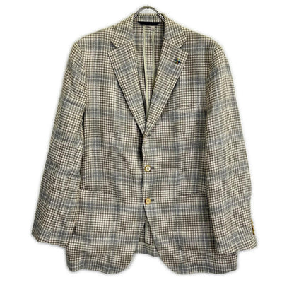 Belvest Check Hemp Wool Vest Beige Size 50