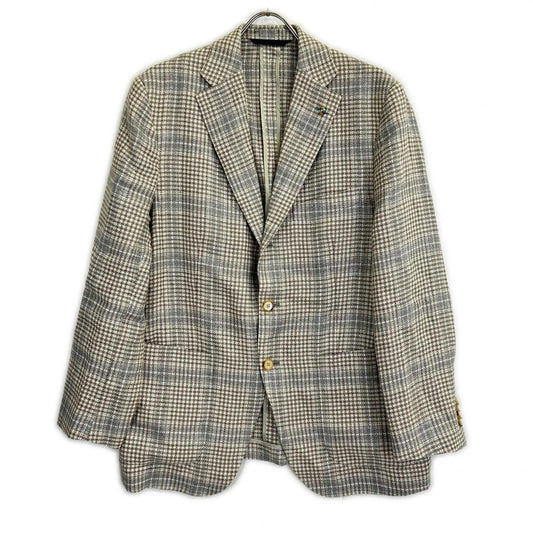 Belvest Check Hemp Wool Vest Beige Size 50