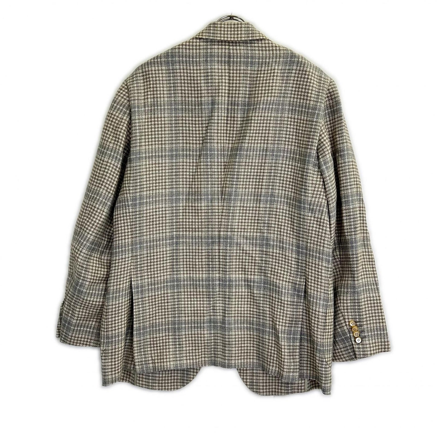 Belvest Check Hemp Wool Vest Beige Size 50