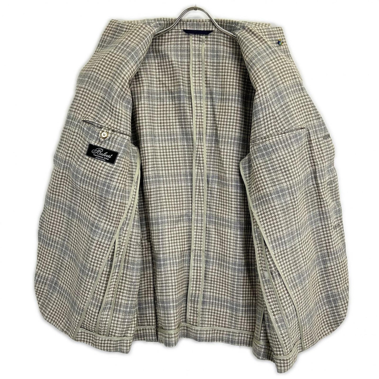Belvest Check Hemp Wool Vest Beige Size 50