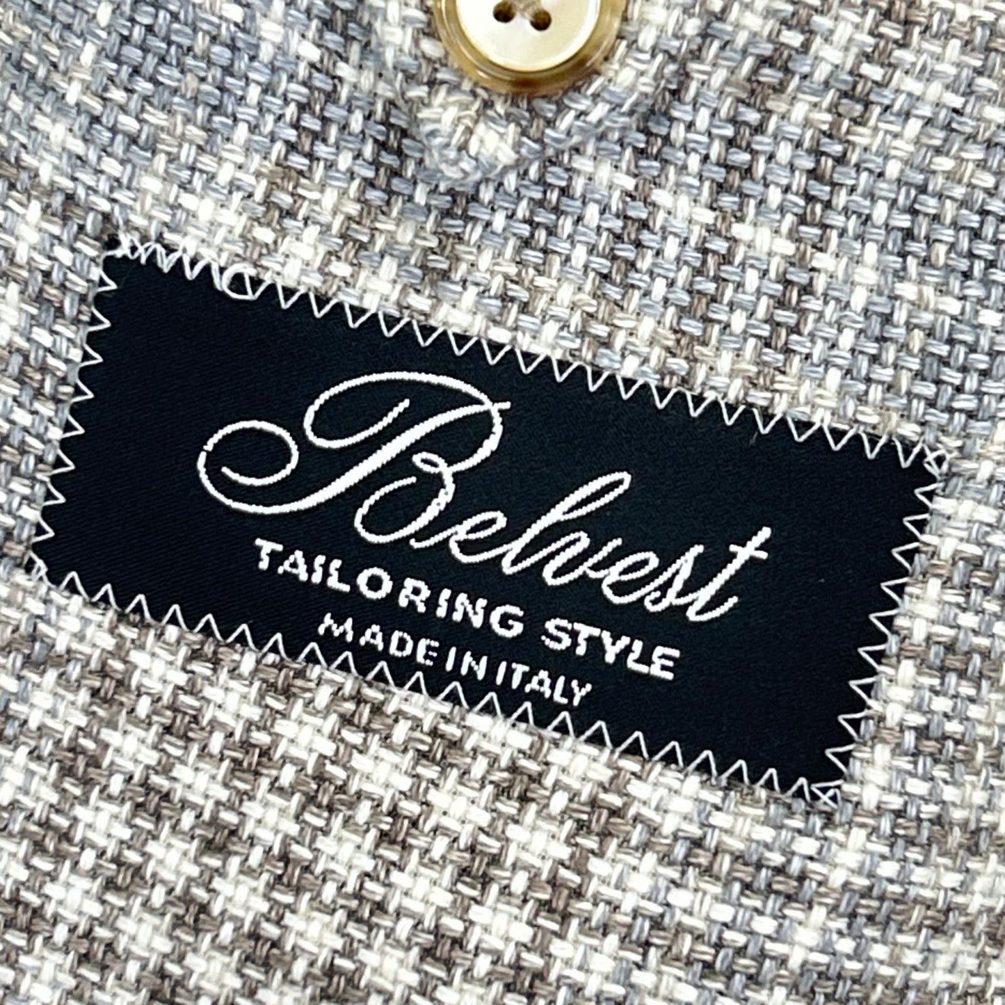 Belvest Check Hemp Wool Vest Beige Size 50