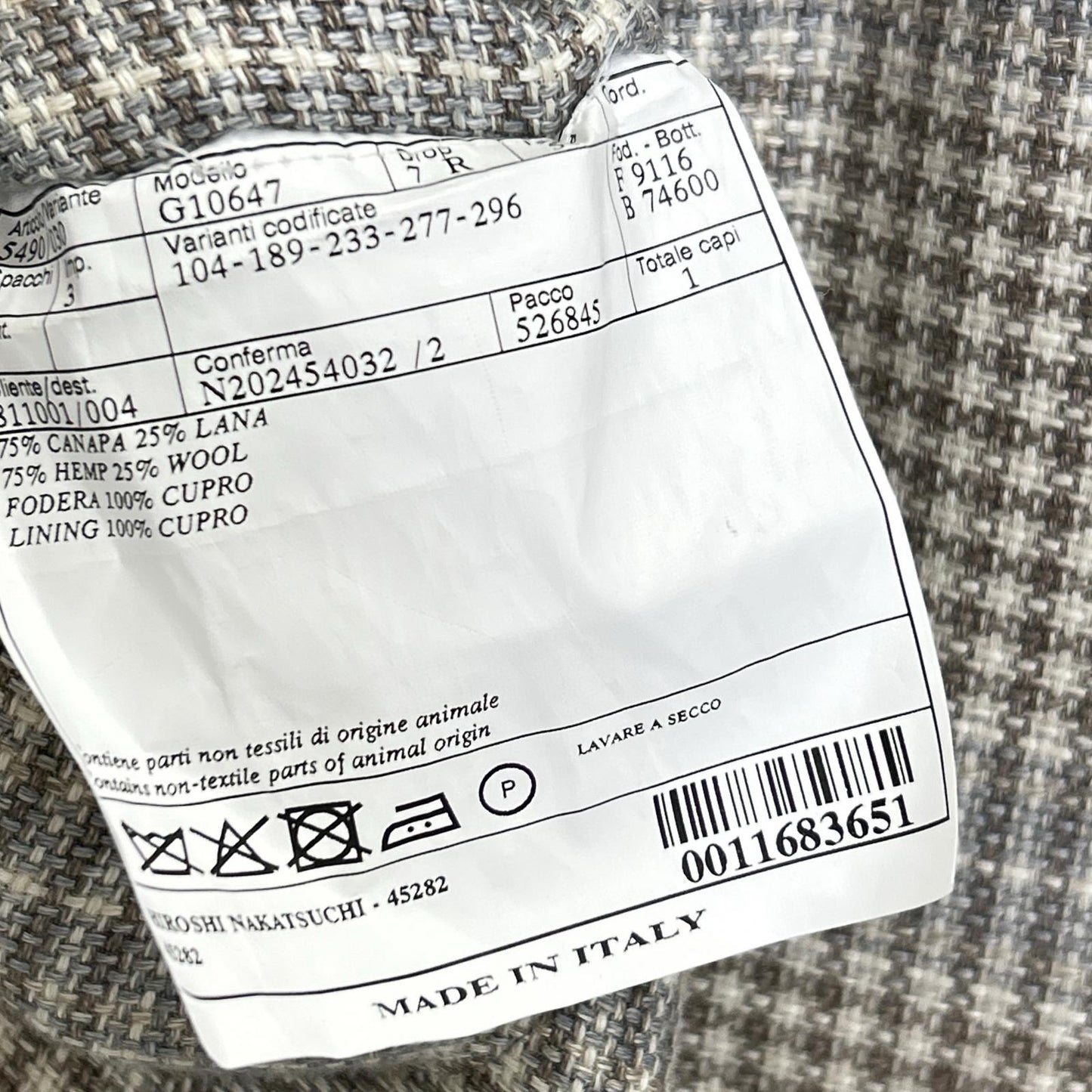 Belvest Check Hemp Wool Vest Beige Size 50