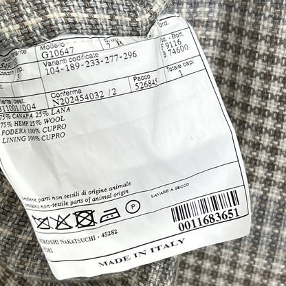 Belvest Check Hemp Wool Vest Beige Size 50