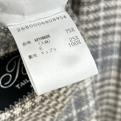 Belvest Check Hemp Wool Vest Beige Size 50