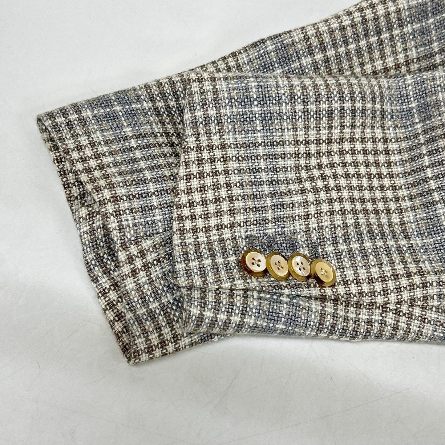Belvest Check Hemp Wool Vest Beige Size 50