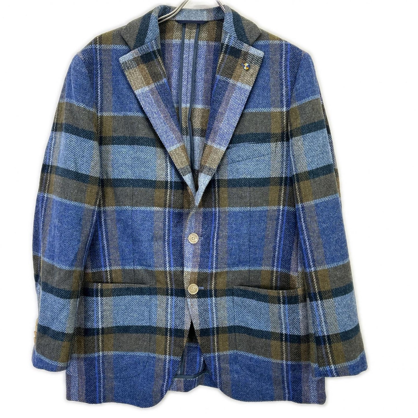 Belvest Check Wool Vest Blue Size 50