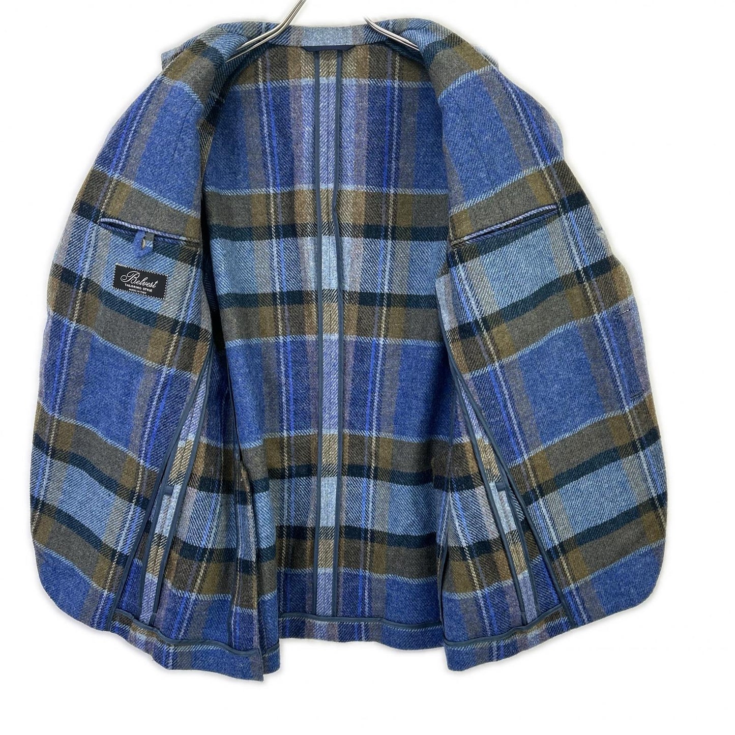 Belvest Check Wool Vest Blue Size 50