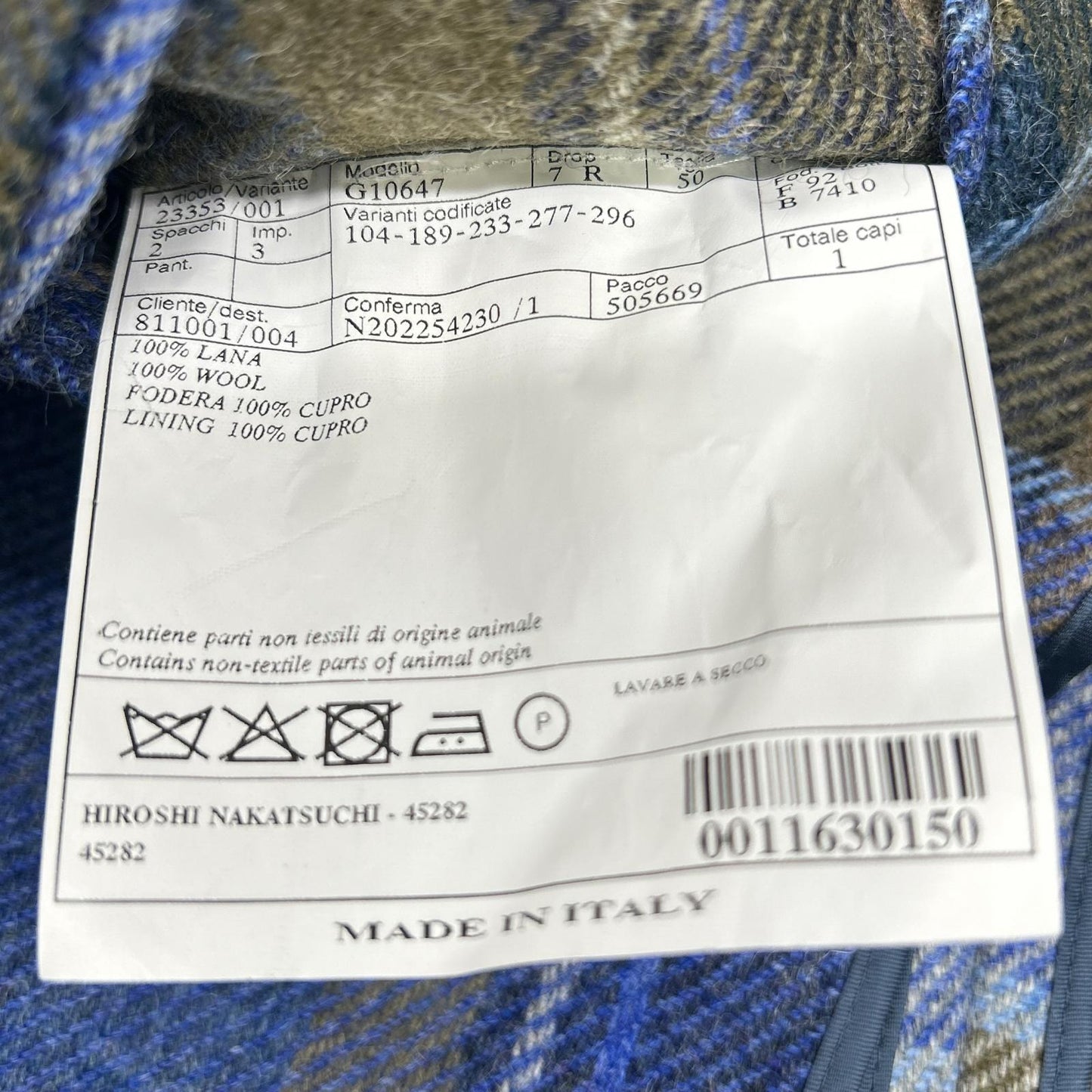 Belvest Check Wool Vest Blue Size 50