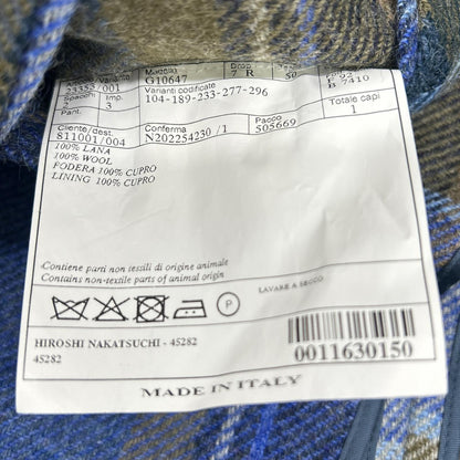 Belvest Check Wool Vest Blue Size 50