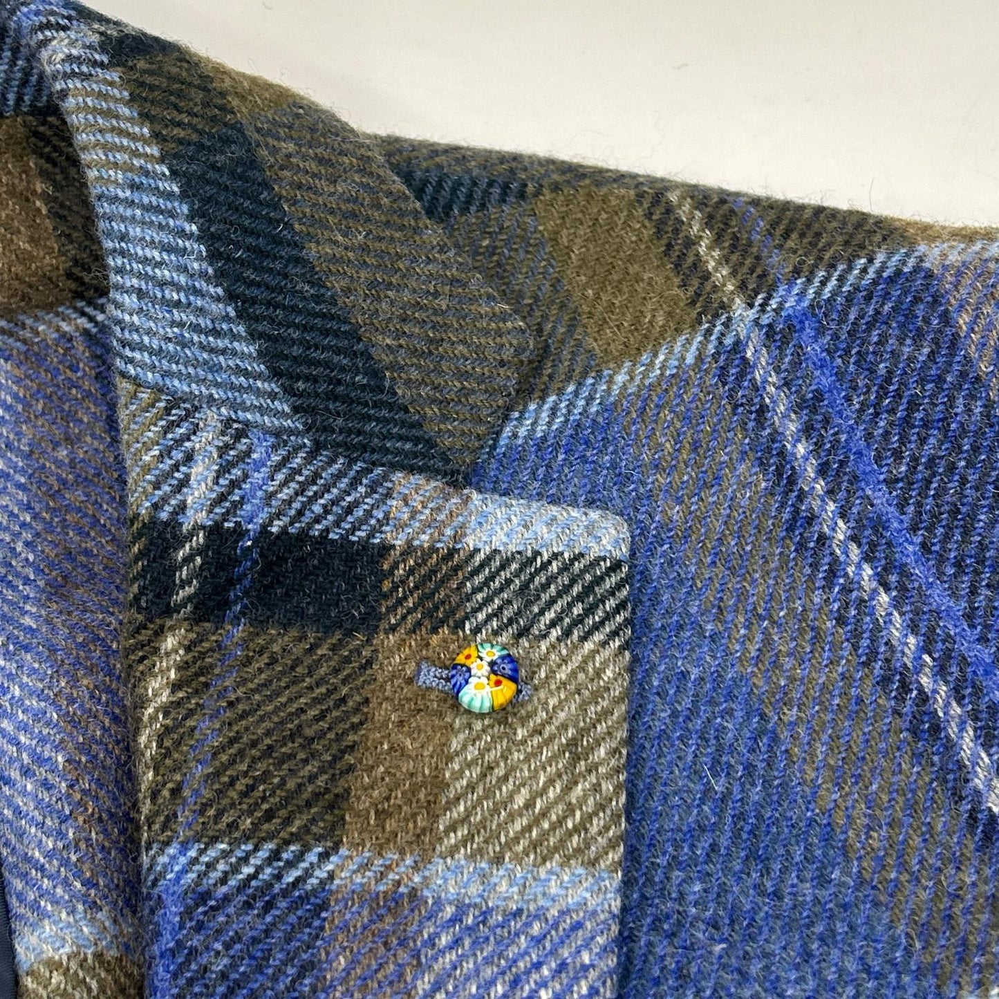Belvest Check Wool Vest Blue Size 50