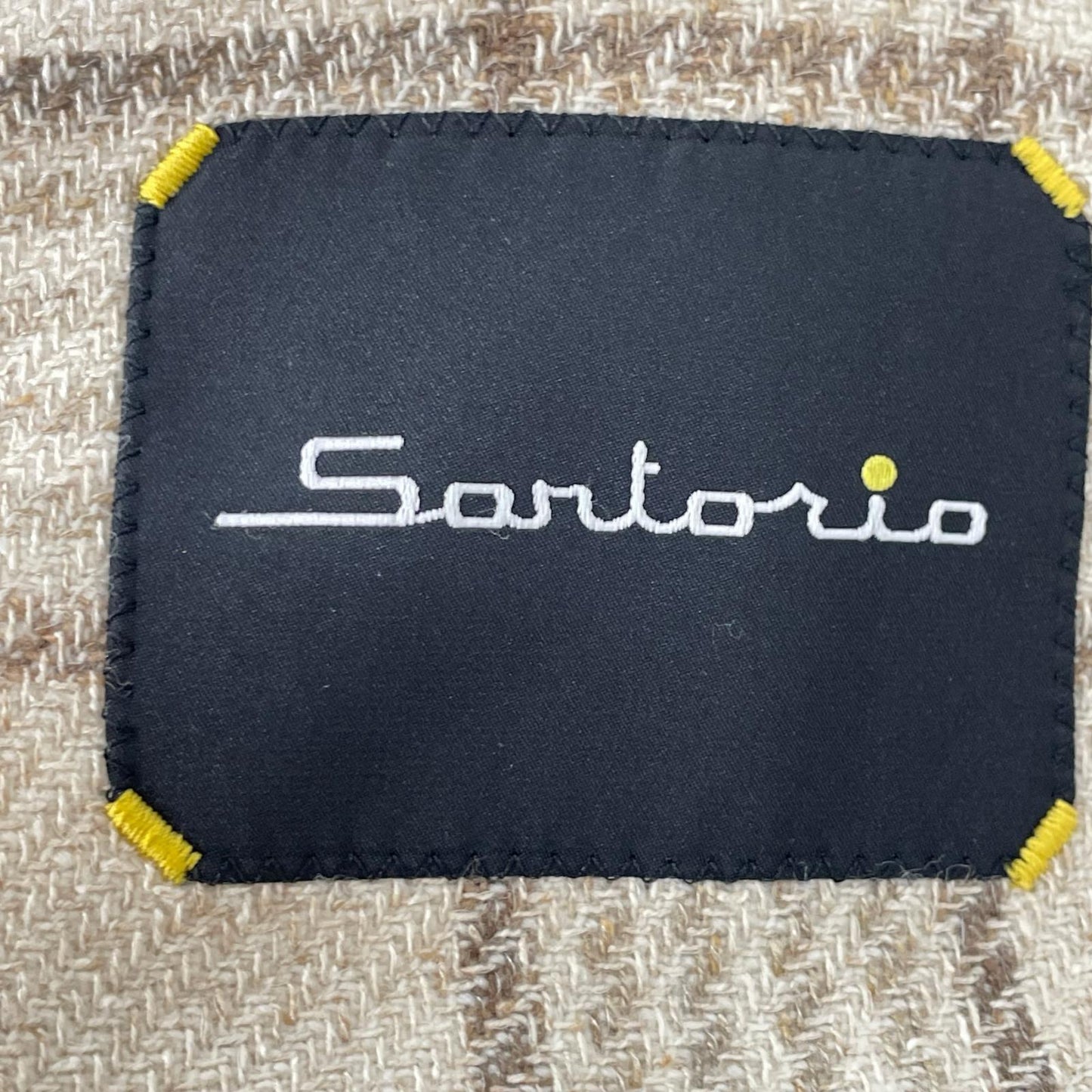Sartorio Wool Silk Check 2B Tailored Blazer Beige Size 52