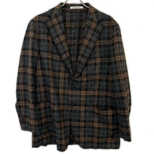 TAGLIATORE Check Alpaca Wool Nylon 3B Jacket Brown Size 52