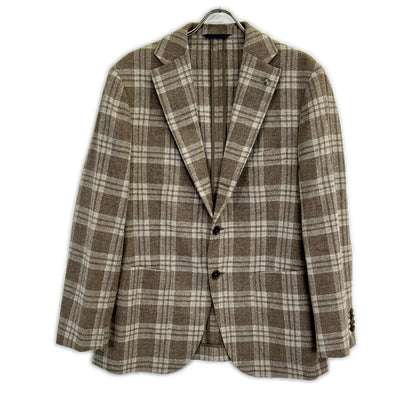 Belvest Beige Check Wool 3B Blazer Size 52