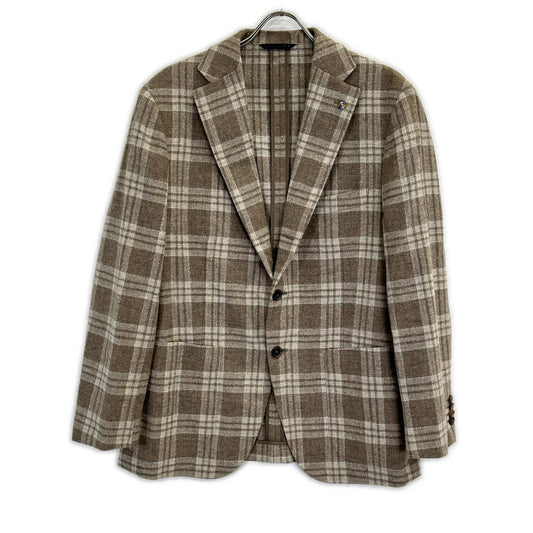 Belvest Beige Check Wool 3B Blazer Size 52