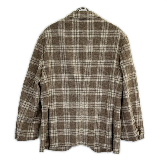 Belvest Beige Check Wool 3B Blazer Size 52
