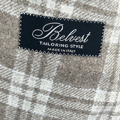 Belvest Beige Check Wool 3B Blazer Size 52