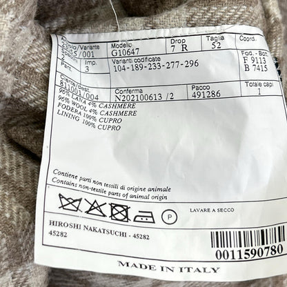 Belvest Beige Check Wool 3B Blazer Size 52