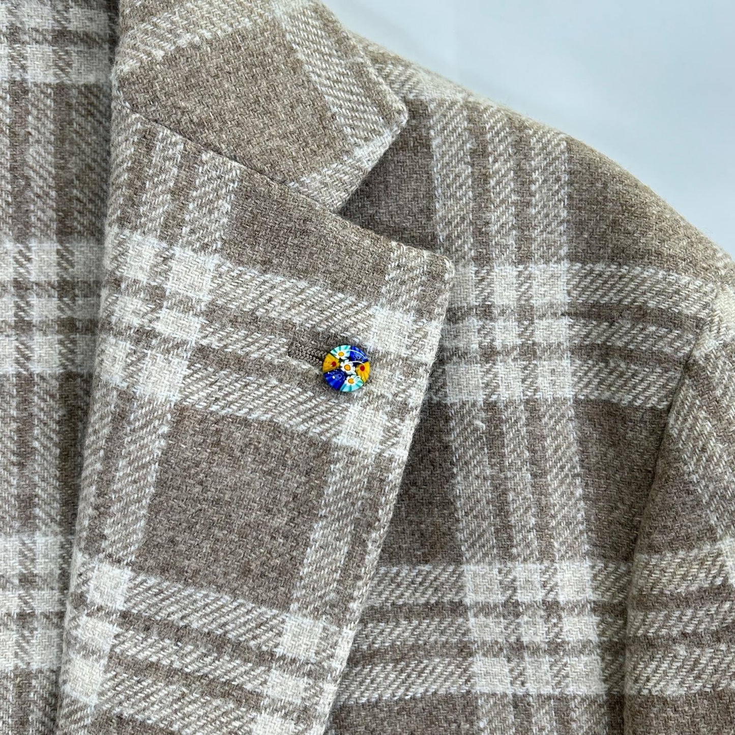 Belvest Beige Check Wool 3B Blazer Size 52
