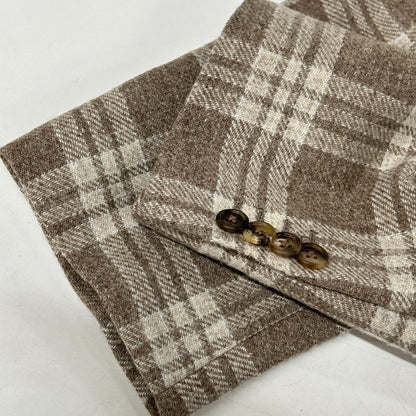 Belvest Beige Check Wool 3B Blazer Size 52