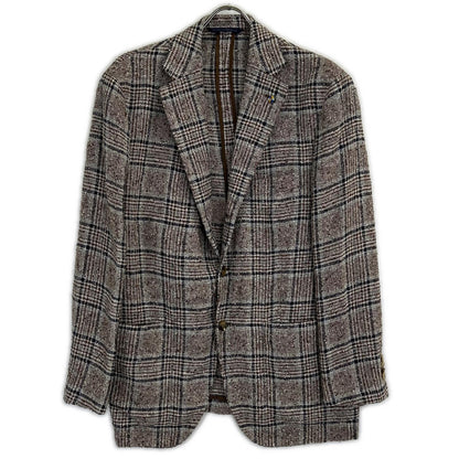 Belvest Brown Check Linen Blend 3B Blazer Size 52