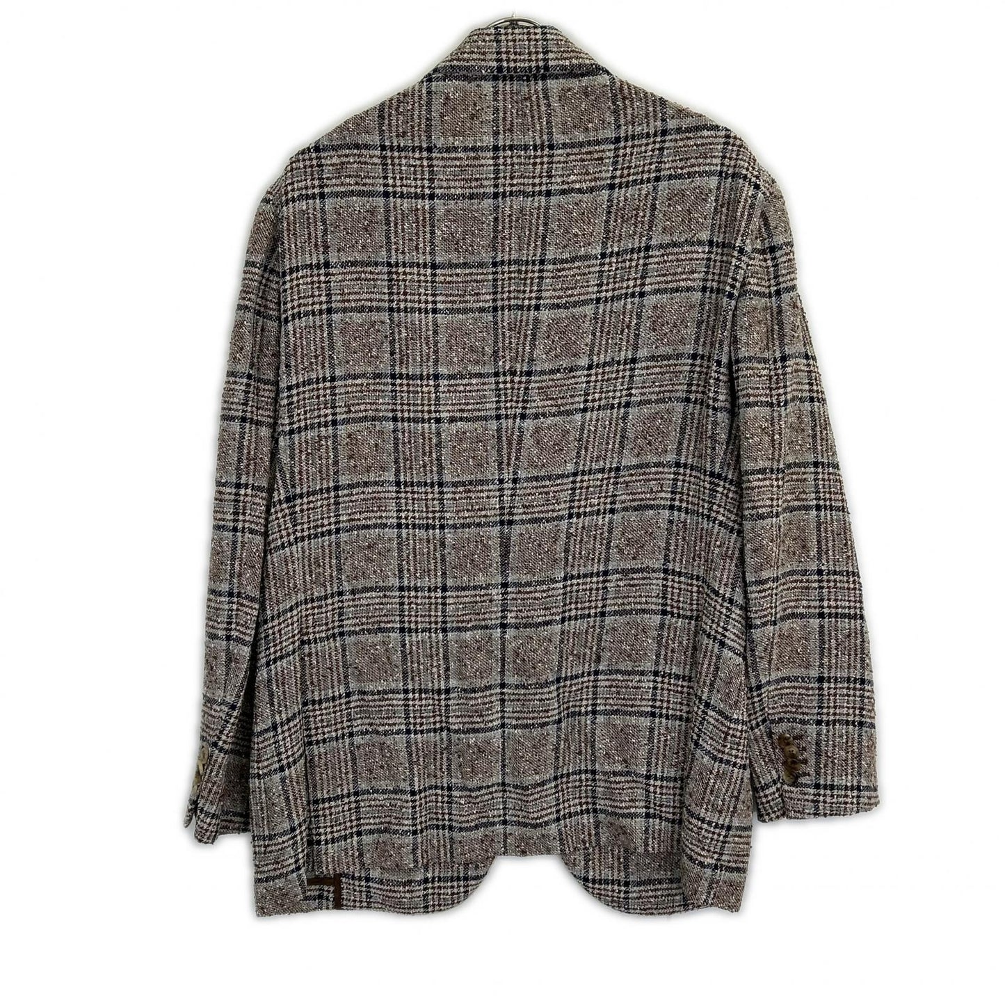 Belvest Brown Check Linen Blend 3B Blazer Size 52