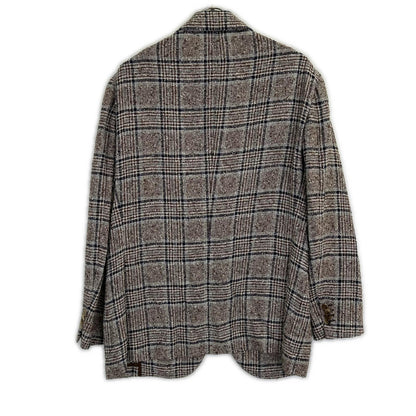 Belvest Brown Check Linen Blend 3B Blazer Size 52