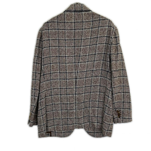 Belvest Brown Check Linen Blend 3B Blazer Size 52