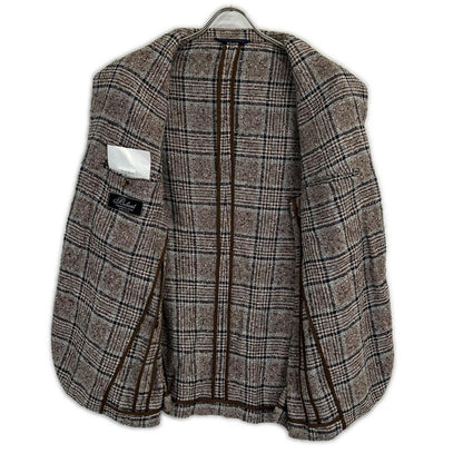 Belvest Brown Check Linen Blend 3B Blazer Size 52