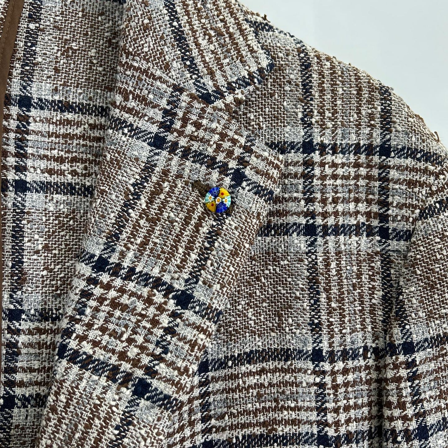 Belvest Brown Check Linen Blend 3B Blazer Size 52