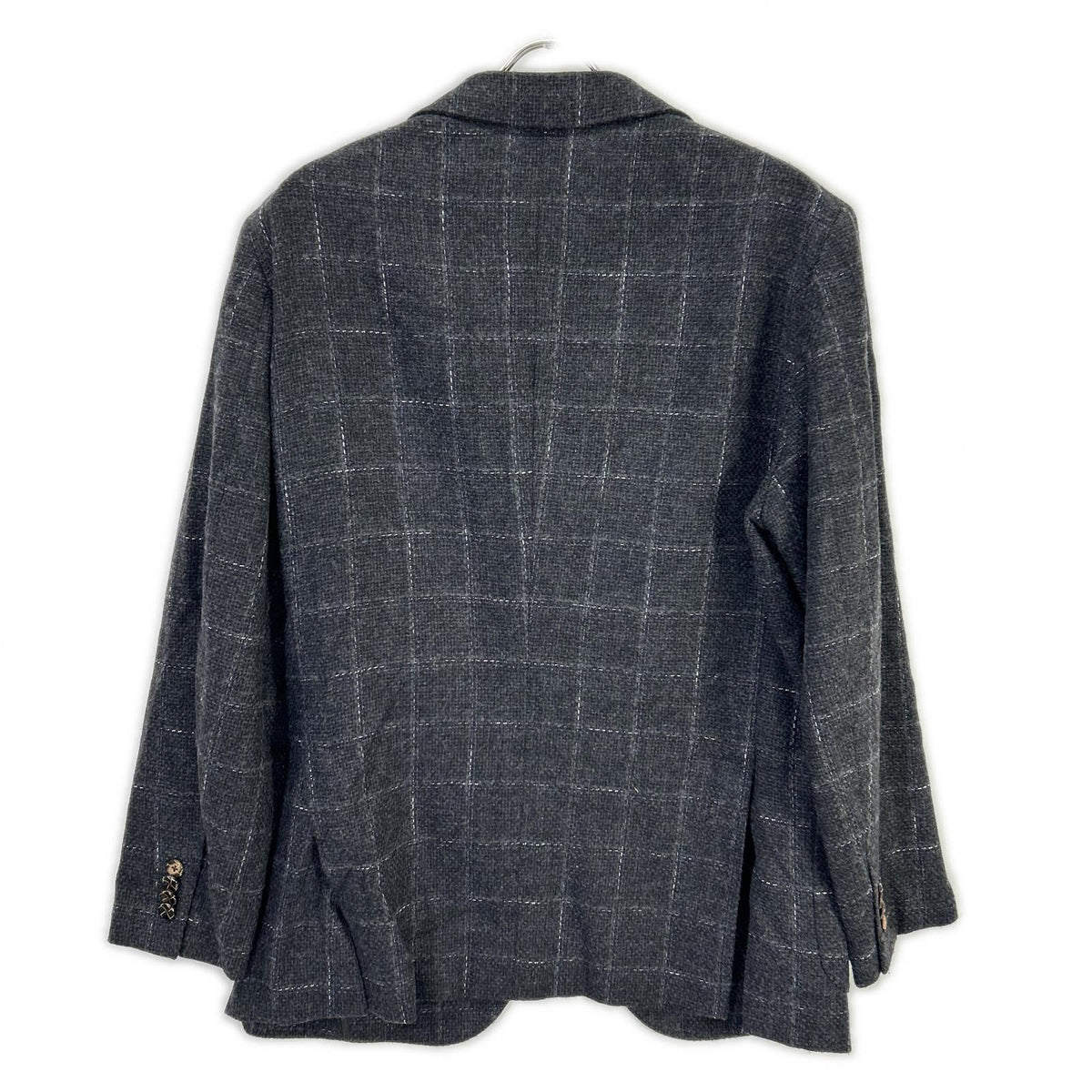 Belvest Wool Cotton Check 3B Vest Gray Size 52