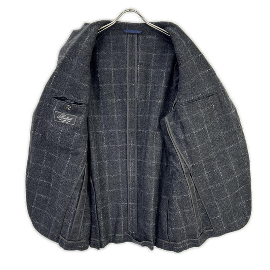 Belvest Wool Cotton Check 3B Vest Gray Size 52