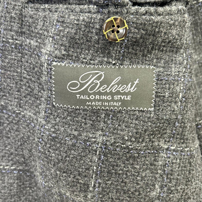 Belvest Wool Cotton Check 3B Vest Gray Size 52