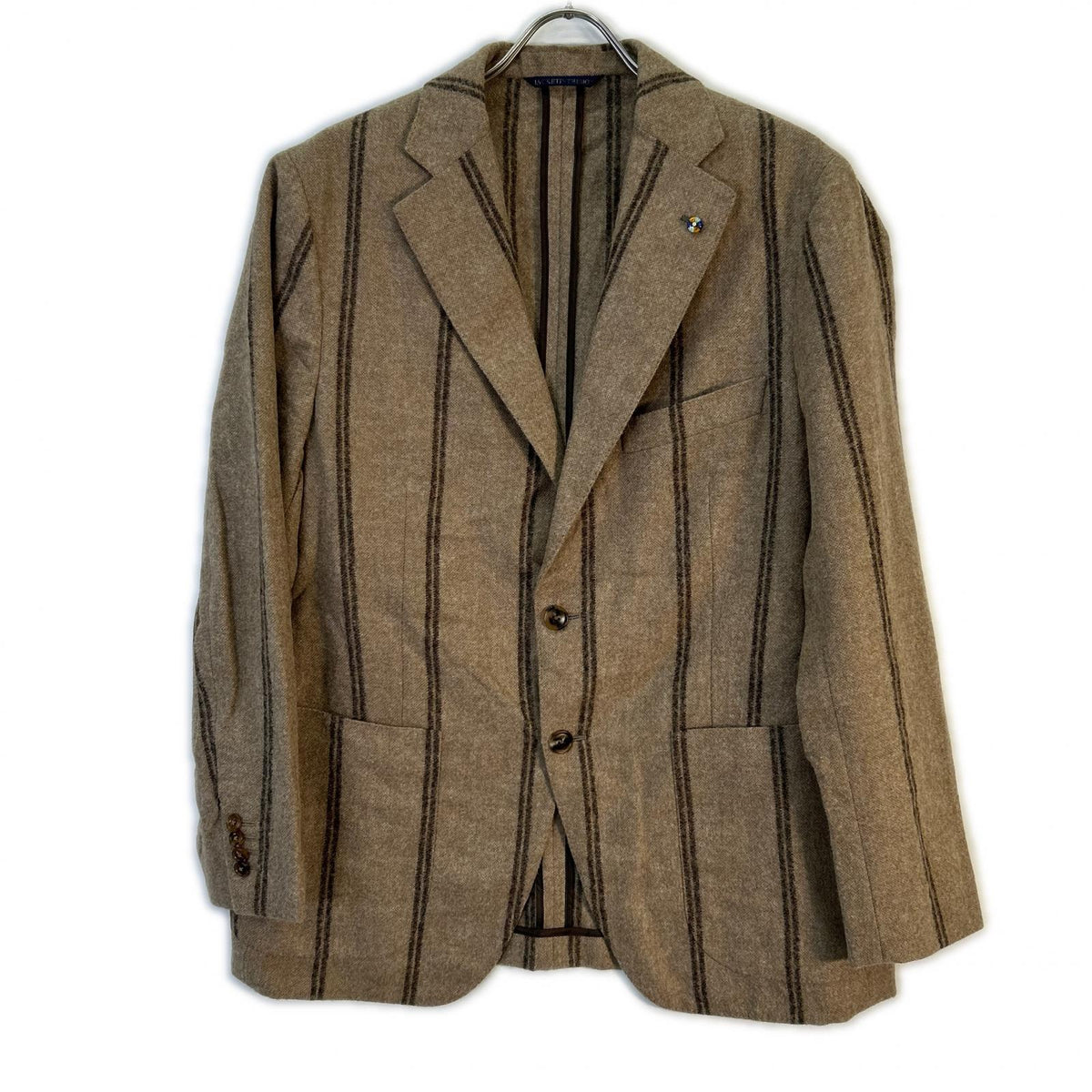 Belvest Brown Alpaca Wool Stripe JACKET IN THE BOX Vest Size 52