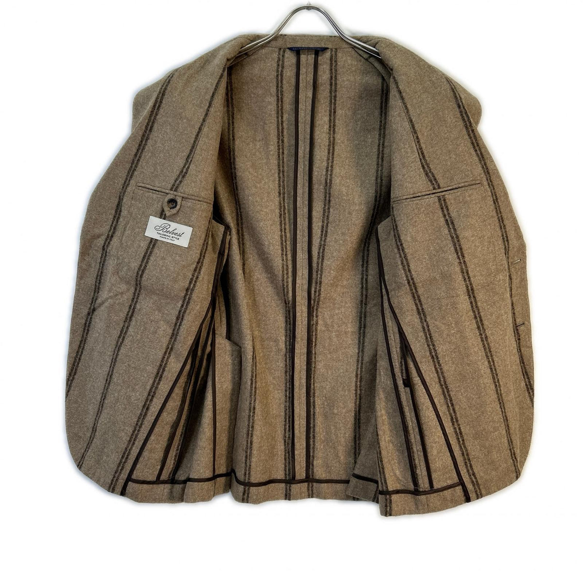 Belvest Brown Alpaca Wool Stripe JACKET IN THE BOX Vest Size 52