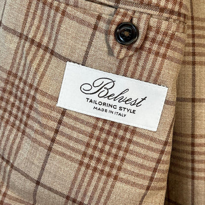Belvest Brown Wool Check JACKET IN THE BOX Vest Size 50