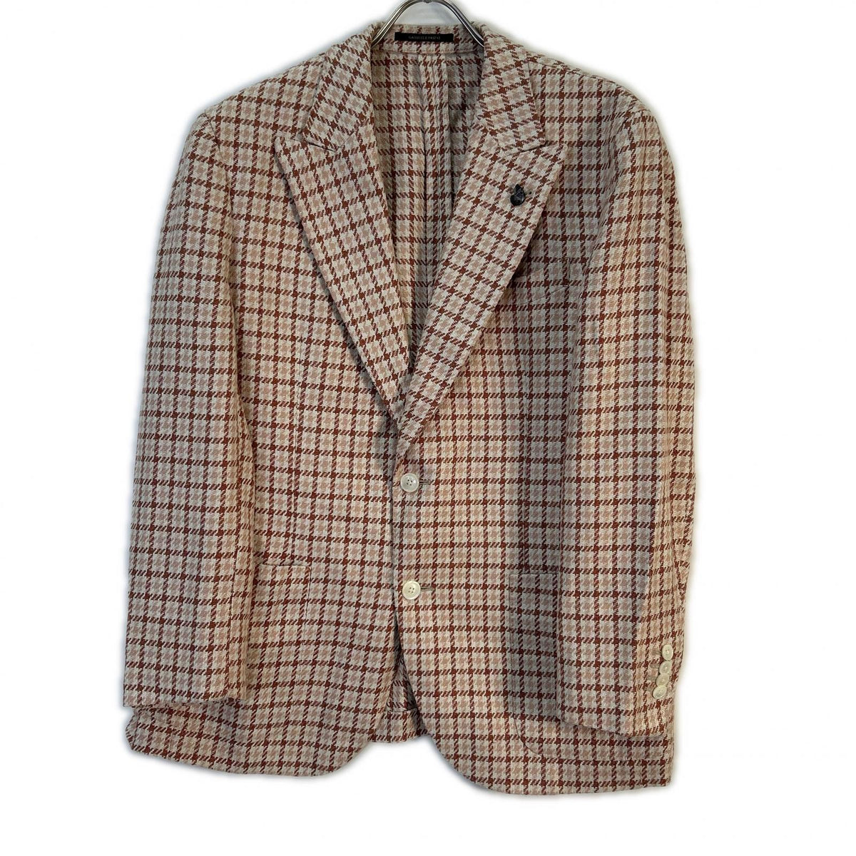 Gabriele Pasini Brown Silk Houndstooth 2B Jacket
