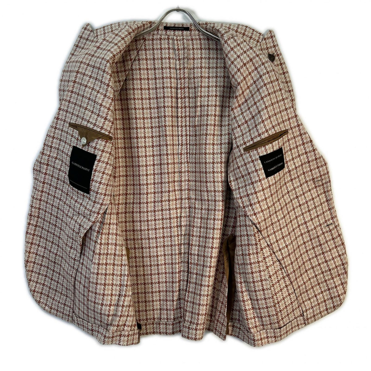 Gabriele Pasini Brown Silk Houndstooth 2B Jacket