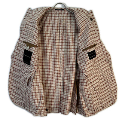 Gabriele Pasini Brown Silk Houndstooth 2B Jacket