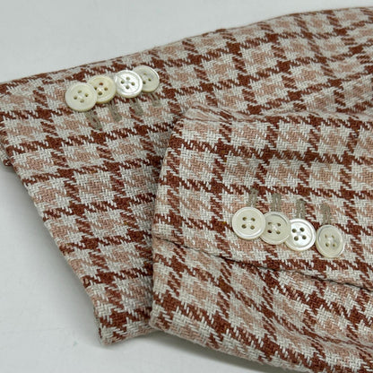 Gabriele Pasini Brown Silk Houndstooth 2B Jacket