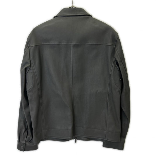 Aquascutum Gray Lamb Leather Single Rider Jacket Size 40