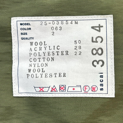 sacai 2025 Faux Shearling Jacket Khaki/Ivory Size 2