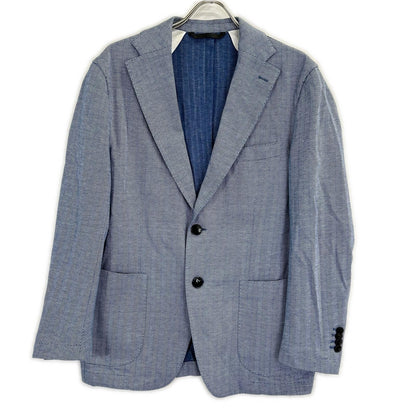 MANZONI Blue Cotton Herringbone Jersey Jacket Size 52