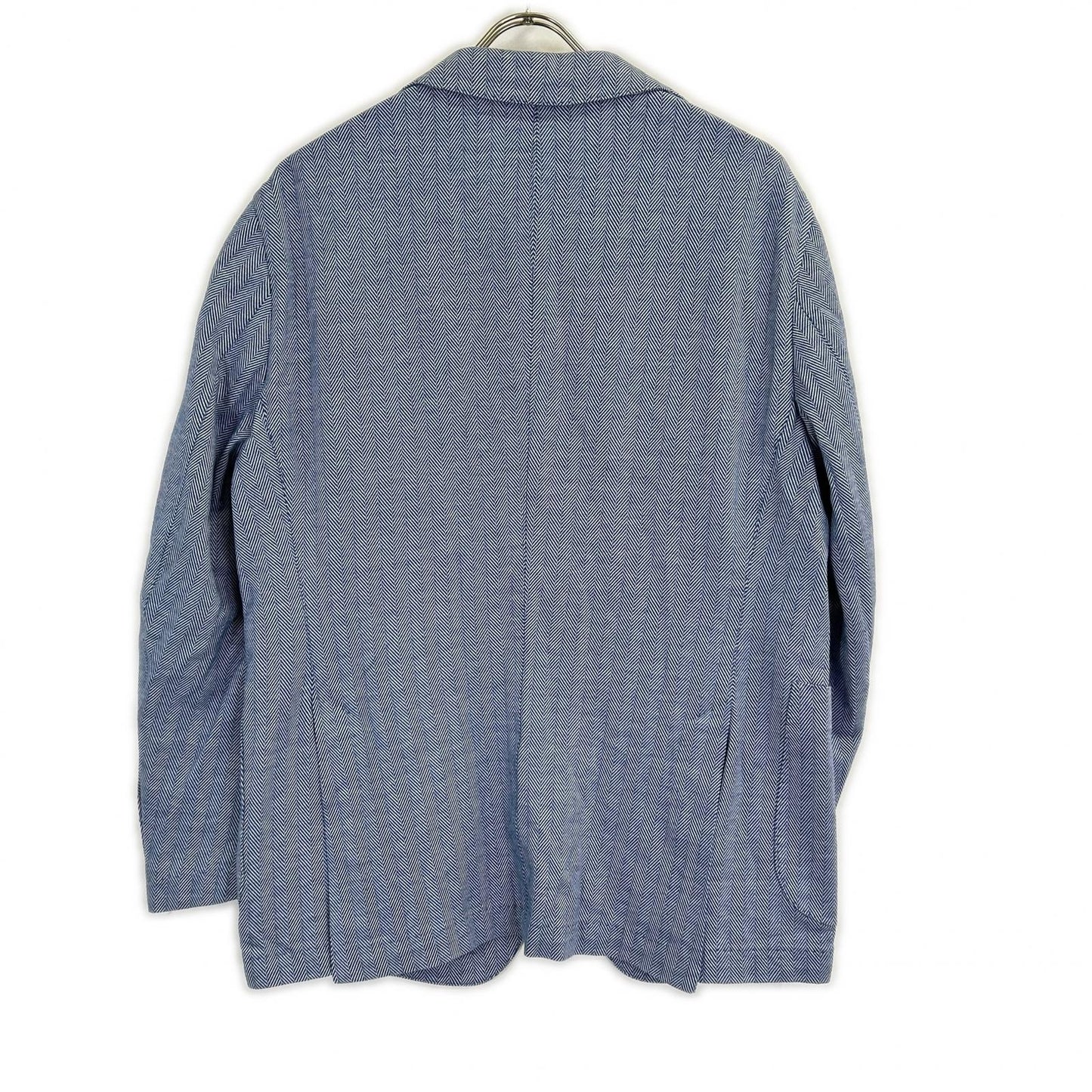 MANZONI Blue Cotton Herringbone Jersey Jacket Size 52