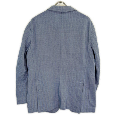 MANZONI Blue Cotton Herringbone Jersey Jacket Size 52