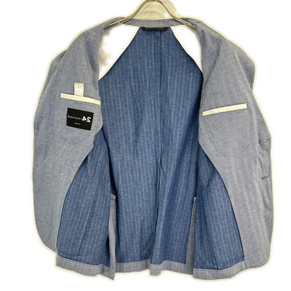 MANZONI Blue Cotton Herringbone Jersey Jacket Size 52