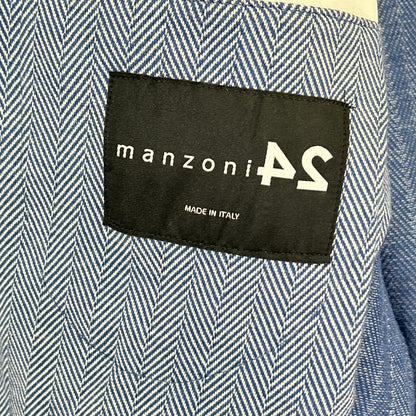 MANZONI Blue Cotton Herringbone Jersey Jacket Size 52