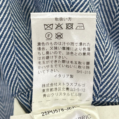 MANZONI Blue Cotton Herringbone Jersey Jacket Size 52