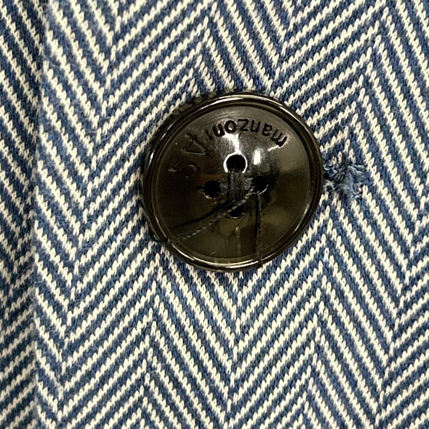 MANZONI Blue Cotton Herringbone Jersey Jacket Size 52