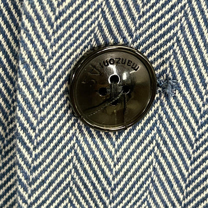 MANZONI Blue Cotton Herringbone Jersey Jacket Size 52