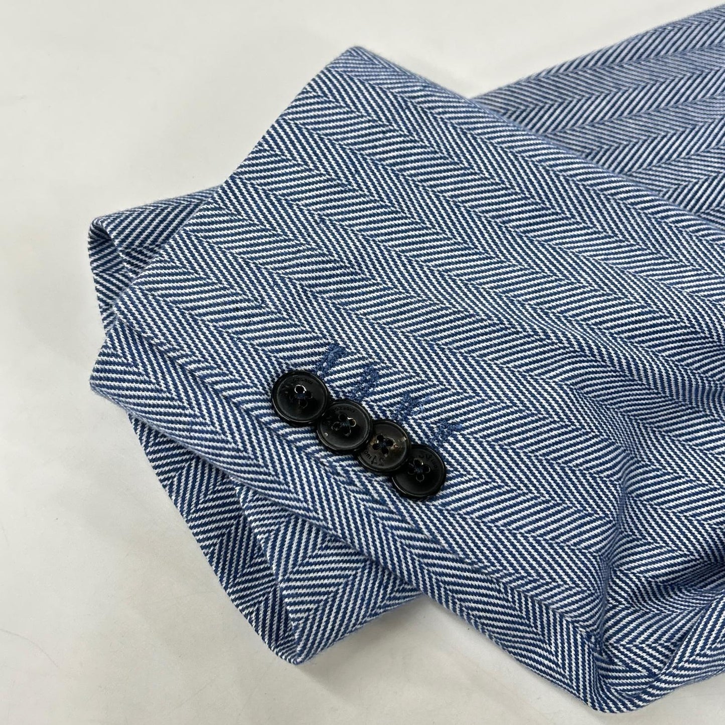 MANZONI Blue Cotton Herringbone Jersey Jacket Size 52